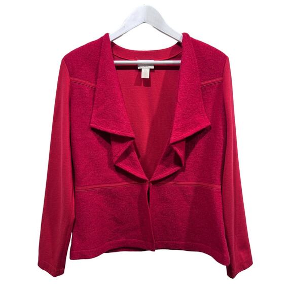 Chicos Size 0 US 4/6 Small 100% Boiled Wool Mix Media Red Jacket - Picture 1 of 14